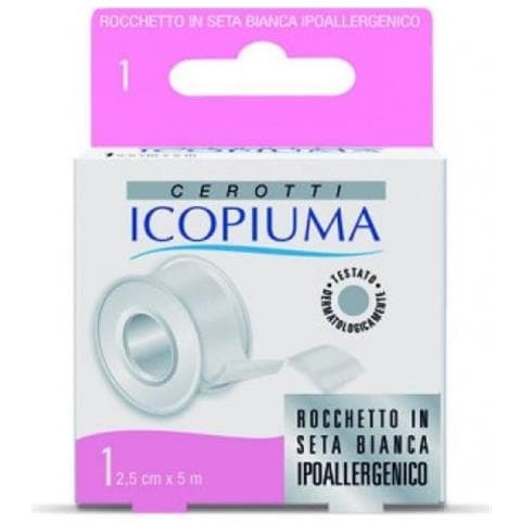 Icopiuma Cerotto in Rocchetto Seta Bianco Ipoallergenico 2,5 cm X 5 M - Foto 1