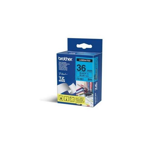 Nastro Laminato per Etichettatrice Modello TZe Formato 36 mm x 8 m Nero su Blu - Foto 1