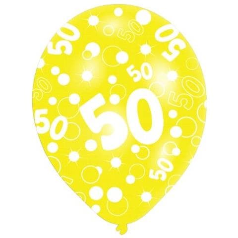 Palloncini 50 ° Compleanno 27,5 cm, 6 pz, Colori Assortiti - Foto 1