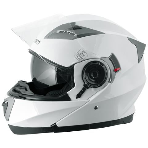 Casco Modulare Apribile Moto Touring Sport Visiera Parasole Bianco M - Foto 5