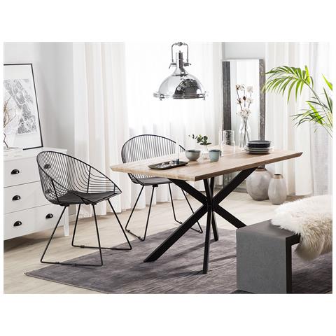Tavolo Da Pranzo In Legno Chiaro / Nero 140 X 80 Cm Spectra - Foto 19