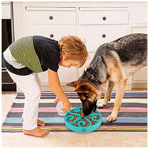 Pet Fun Alimentatore Ciotola Del Cane Alimentatore Lento Puzzle Bloat Arresto Cibo Per Cani Ciotola Maze Interactive Cat Bowl Non Skid (blu)  - Foto 4