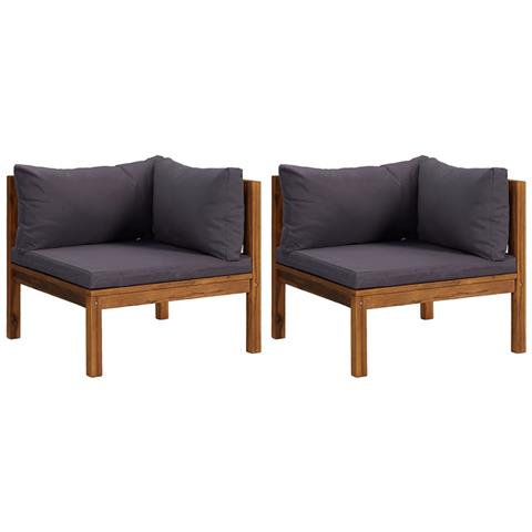 Divani Angolari 2 Pz Cuscini Grigio Scuro In Massello Di Acacia - Foto 1