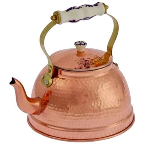 Teiera In Rame, Bollitore In Rame - Marteellato, Con Manico In Porcellana, 1,5l - Foto 2