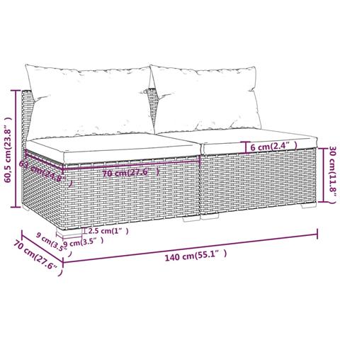 Set Divani Da Giardino 2 Pz Con Cuscini In Polyrattan Nero - Foto 5
