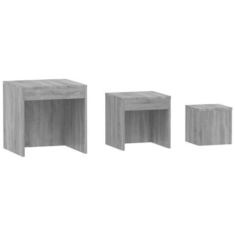 Tavolini Impilabili 3 Pz Grigio Sonoma In Legno Multistrato - Foto 2