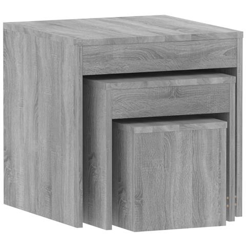 Tavolini Impilabili 3 Pz Grigio Sonoma In Legno Multistrato - Foto 7