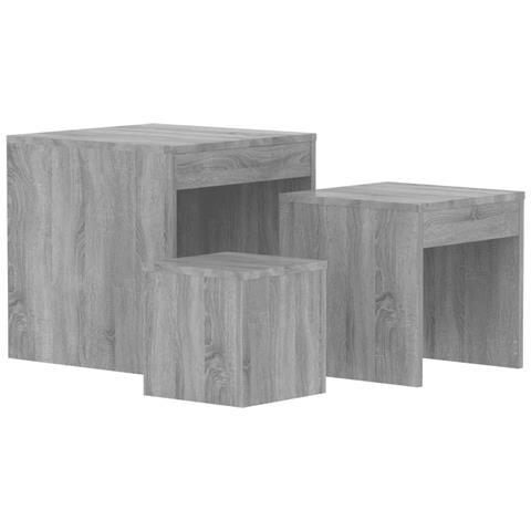 Tavolini Impilabili 3 Pz Grigio Sonoma In Legno Multistrato - Foto 1