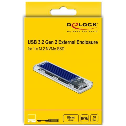 Custodia esterna per SSD PCIe NVME M. 2 con USB Type-C femmina trasparente - Foto 2