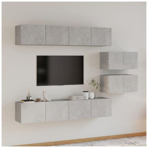 Set Di Mobili Porta Tv 6 Pz Grigio Cemento In Legno Multistrato - Foto 6