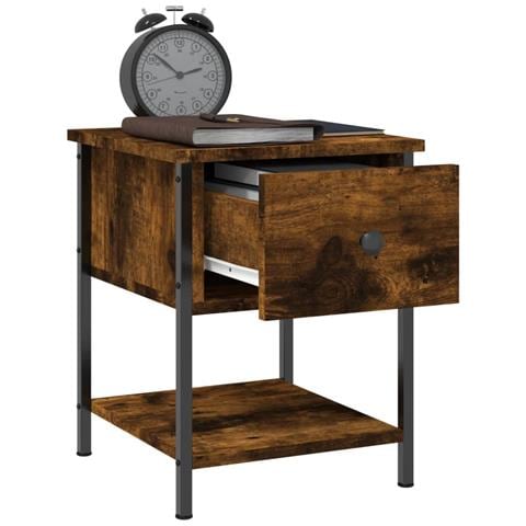 Comodino Rovere Fumo 34x35,5x45 Cm In Legno Multistrato - Foto 9