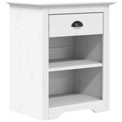 Comodino BODO 53x38,5x67 cm in Legno Massello di Pino Bianco - Foto 1