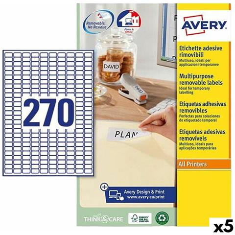 Etichette Per Stampante Bianco 25 Fogli 17,8 X 10 Mm (5 Unità) - Foto 1