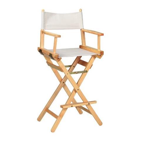 Sedia Da Regista Legno Naturale Stoffa Bianca 52x43x120 - Foto 1