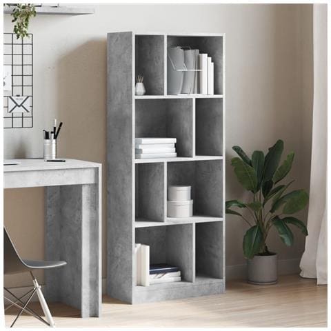 Libreria Grigio Cemento 57x28,5x141 Cm In Legno Multistrato - Foto 3