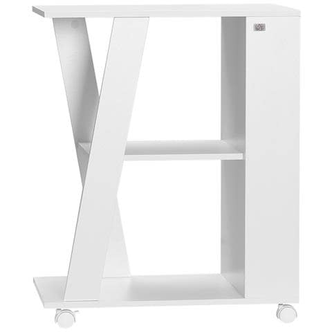 Carrello Da Cucina Portavivande In Legno Con 2 Ripiani E Ruote, 60x38x77cm, Bianco - Foto 1