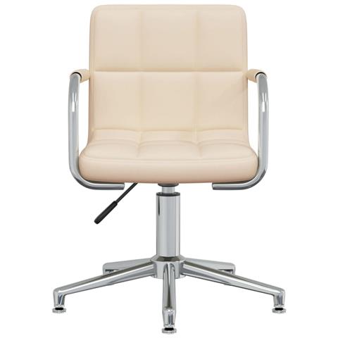 Sedia Da Pranzo Girevole Crema In Tessuto - Foto 2