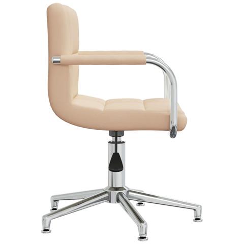 Sedia Da Pranzo Girevole Crema In Tessuto - Foto 3