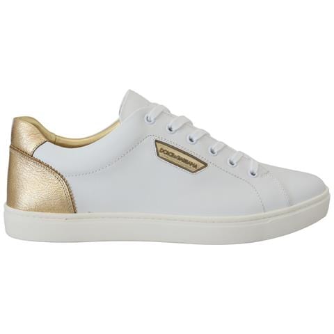 Scarpe Da Ginnastica Basse In Pelle Oro Bianco - Eu45/us12 - Foto 1