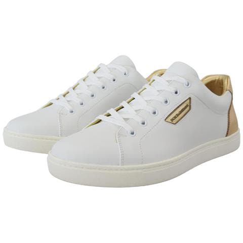 Scarpe Da Ginnastica Basse In Pelle Oro Bianco - Eu45/us12 - Foto 5