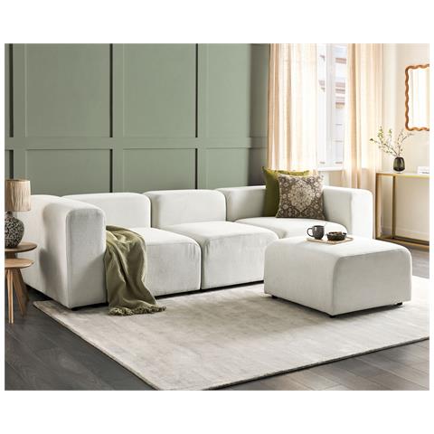 Divano Modulare Falsterbo Velluto A Coste Bianco Sporco Con Ottomana 3 Posti - Foto 1