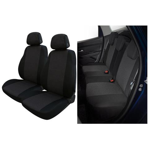 Serie Completa Coprisedili Fast&smart Tg. Grande Tess. Misto Cotone Antracite/nero - Foto 1