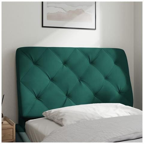 Cuscino Testiera Verde Scuro 80 Cm In Velluto - Foto 3