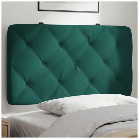 Cuscino Testiera Verde Scuro 80 Cm In Velluto - Foto 1