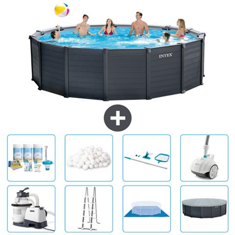 Piscina Fuori Terra - In Giro - 478x124 Cm - Grigio - Include Accessori Coordinati A2737 - Foto 1