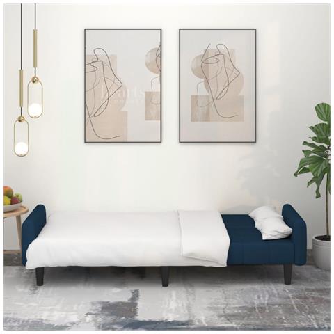 Lusso Casadino -  Divano Letto A 2 Posti Blu In Velluto - Foto 2