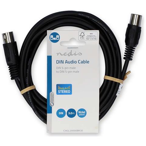 Cavo Audio Din 5 Pin Maschio A Maschio 3m Nichelato, Nero - Foto 3