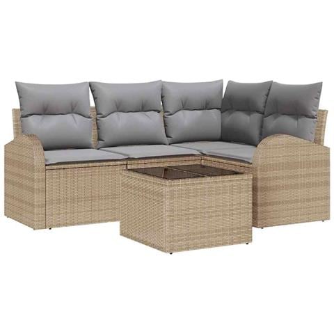 Set di divani da giardino con cuscini Black Poly Rattan - Foto 1