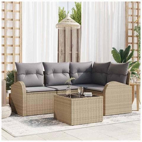 Set di divani da giardino con cuscini Black Poly Rattan - Foto 2