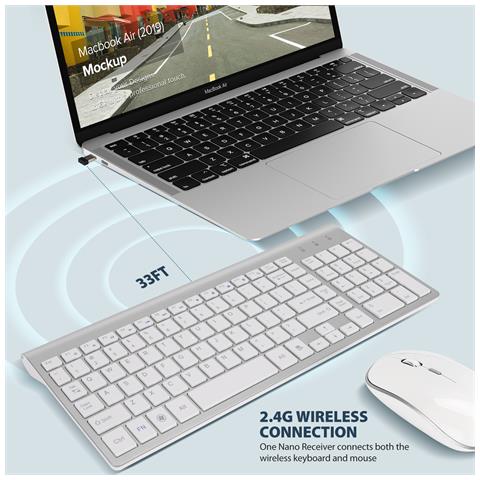 Combo Tastiera E Mouse Wireless - Argento - Foto 7