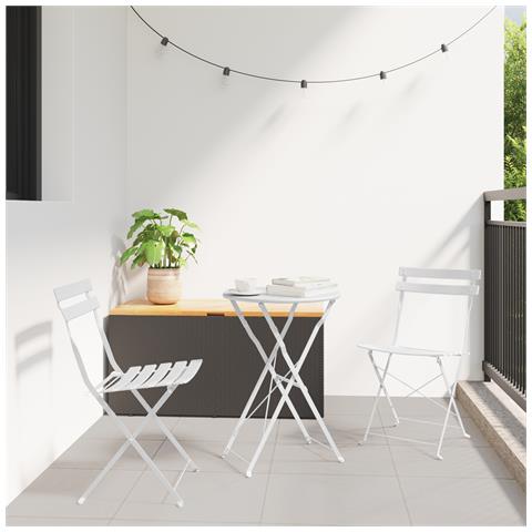 Sdraio da Giardino Pieghevoli  2 pz Bianco Acciaio - Foto 2