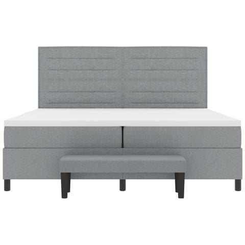 Letto a Molle con Materasso e Panchina Grigio Chiaro 200x200 cm Tessuto - Foto 9
