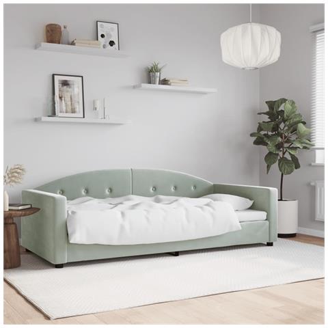 Letto da Giorno Grigio Chiaro 90x190 cm in Velluto - Foto 2