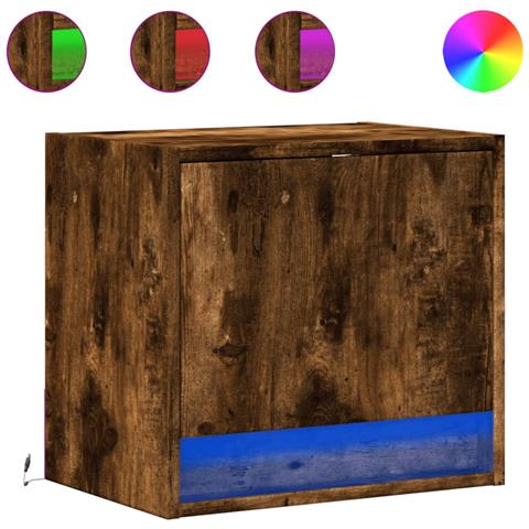 Comodino a Parete con luci LED Rovere Fumo - Foto 1