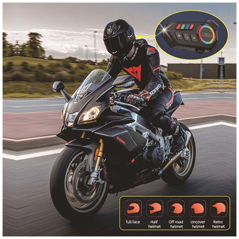 Auricolare Bluetooth 2-in-1 Per Casco Moto Con Microfono, Impermeabile Ipx8 - Foto 6