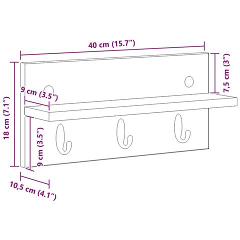 Appendiabiti a muro rovere sonoma 40 x 10.5 x 18 cm - Foto 9