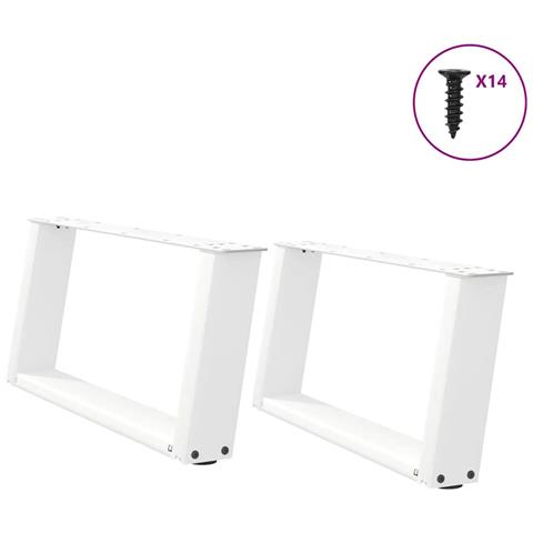 Gambe per Tavolino da Caffè a Forma di U 2 pz Bianche 60x(30-31) cm Acciaio - Foto 1