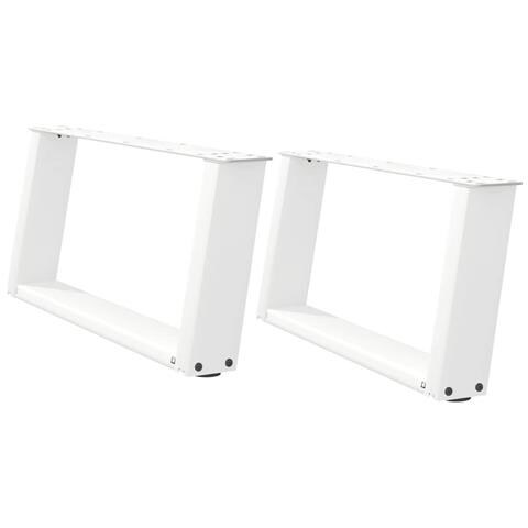 Gambe per Tavolino da Caffè a Forma di U 2 pz Bianche 60x(30-31) cm Acciaio - Foto 2
