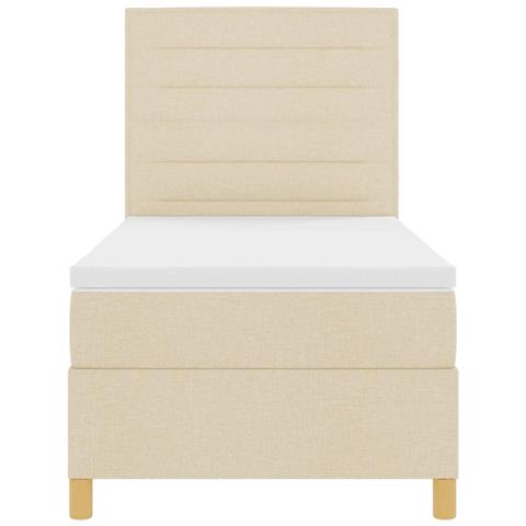 Letto a molle con materasso Crema 100 x 200 cm Tessuto - Foto 9