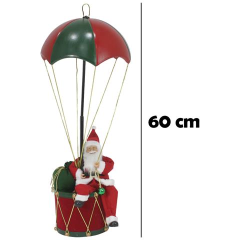 Babbo Natale Con Paracadute Decorazione Addobbo Natalizio Rosso E Verde 60 Cm - Foto 4