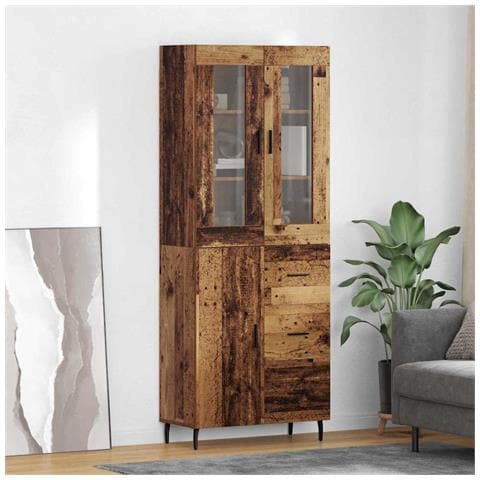 Credenza 2 pcs Legno vecchio Legno Stratificato e Vetro - Foto 2