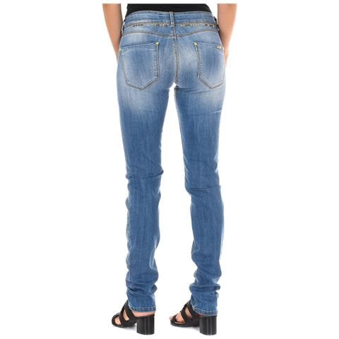 Pantalone Jeans Lungo Stretto Basso Con Taglio 10db50159 Donna - Foto 2