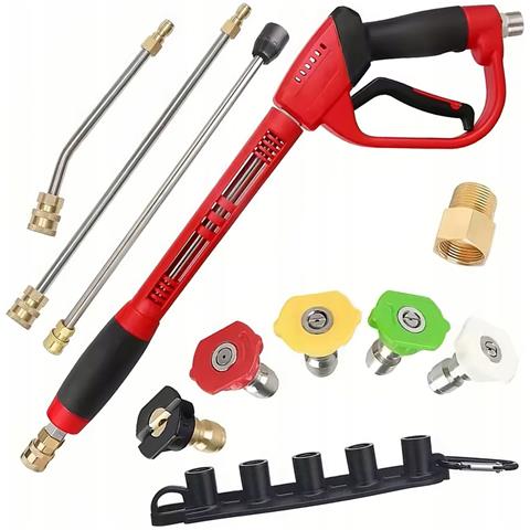 Pistola Alta Pressione Con Set Di Accessori - Compatibile Con Idropulitrici Kärcher Hd /hds | 5 Ugelli, 3 Lance, Adattatore M22 | Lunghezza 23-162 Cm - Foto 1