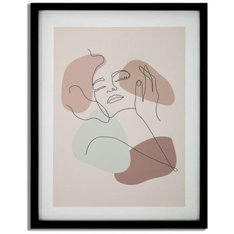 Stampa Con Cornice Face A Line Art Donna Toni Terra 35x47 Cm - Foto 1
