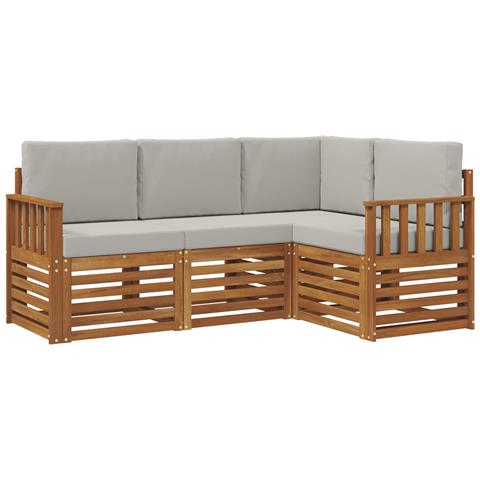 Set divani con cuscino 4 pcs Grigio Naturale e Chiaro - Foto 1