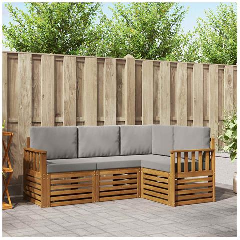 Set divani con cuscino 4 pcs Grigio Naturale e Chiaro - Foto 2